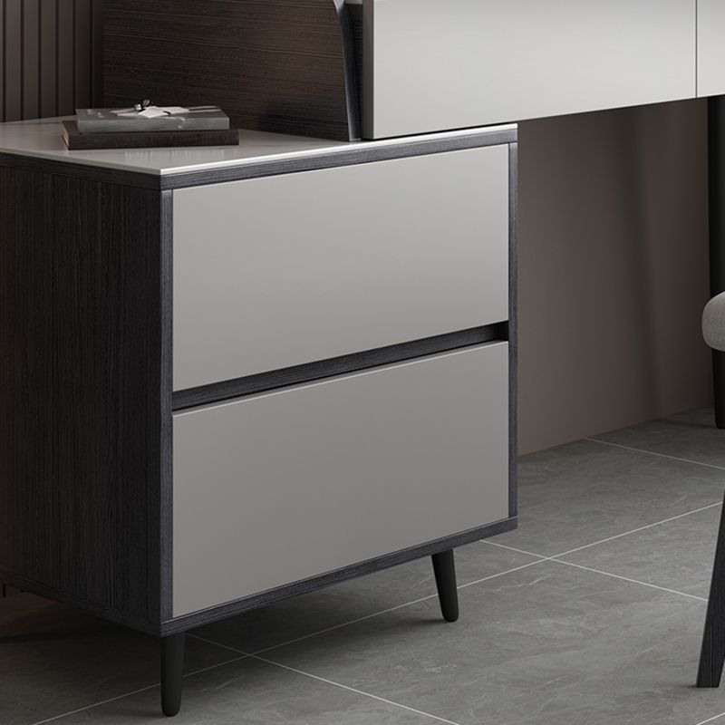 Contemporary Stone Makeup Vanity 4-Drawer Vanity Set with Standing Mirror