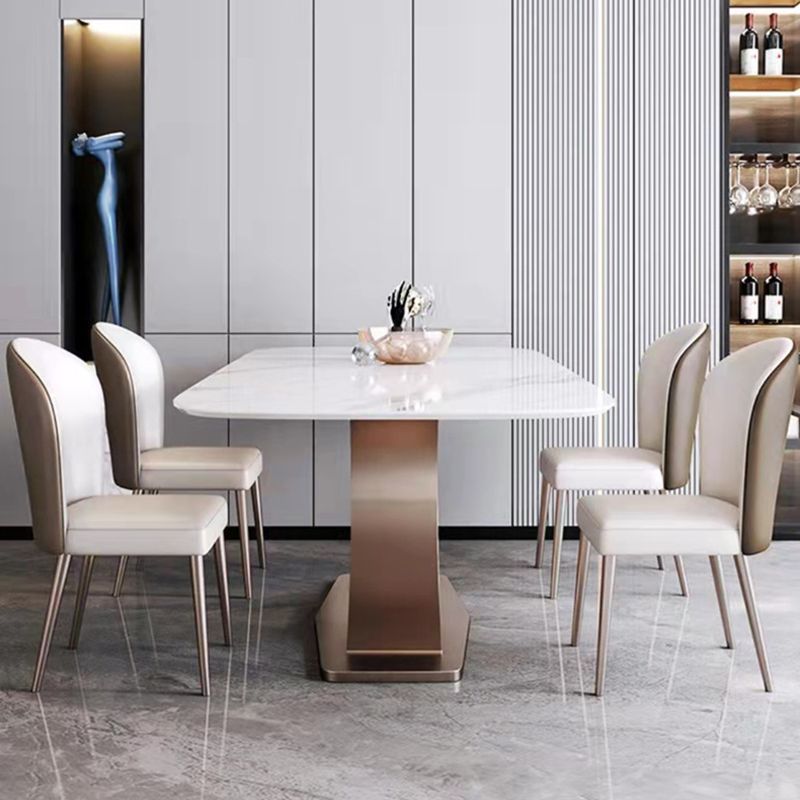 Modern Sintered Stone Top Dining Set Rectangle 1/5/6 Pieces Dining Room Table Set