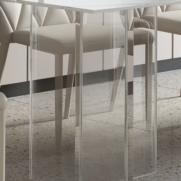 Modern Style Dining Table Sintered Stone Rectangle Table with Acrylic Base