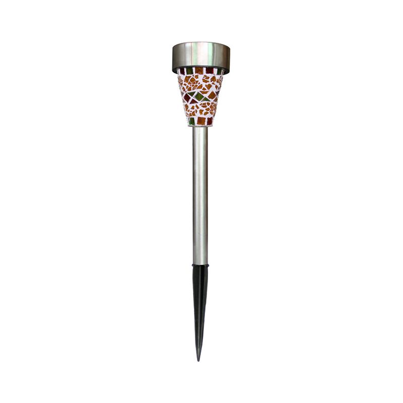 Conical Shaped Courtyard LED Stake Light Mosaic Glass Modern Solar Ground Lighting