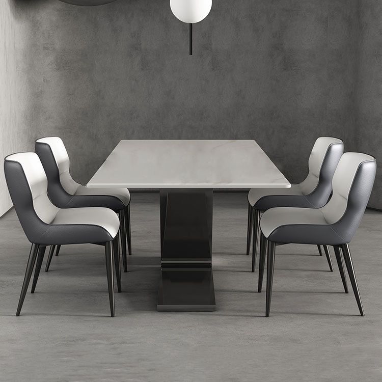 Designer Style 1/2/5/7 Pieces Sintered Stone Dining Set Rectangle White Table with Chairs