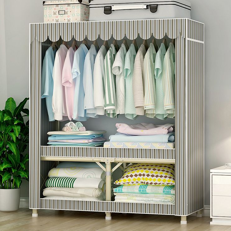 Contemporary Style Steel Wardrobe Cloth Rod Included Wardrobe Closet with Legs