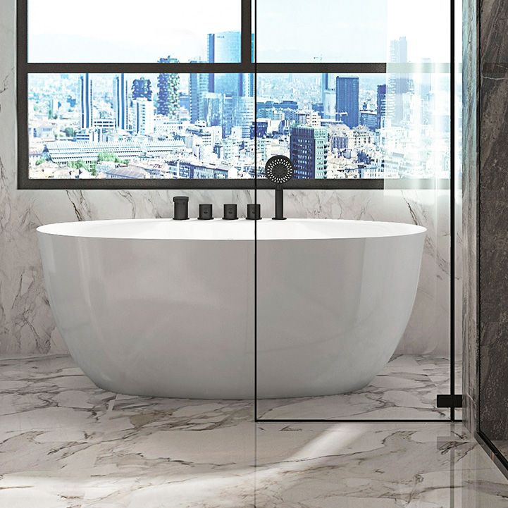 Antique Finish Soaking Bathtub Back to Wall Modern Oval Bath Tub