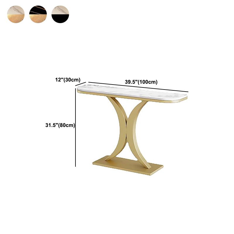 Glam Slate Iron Sofa Tbale Rectangle Stain Resistant Pedestal Console Table