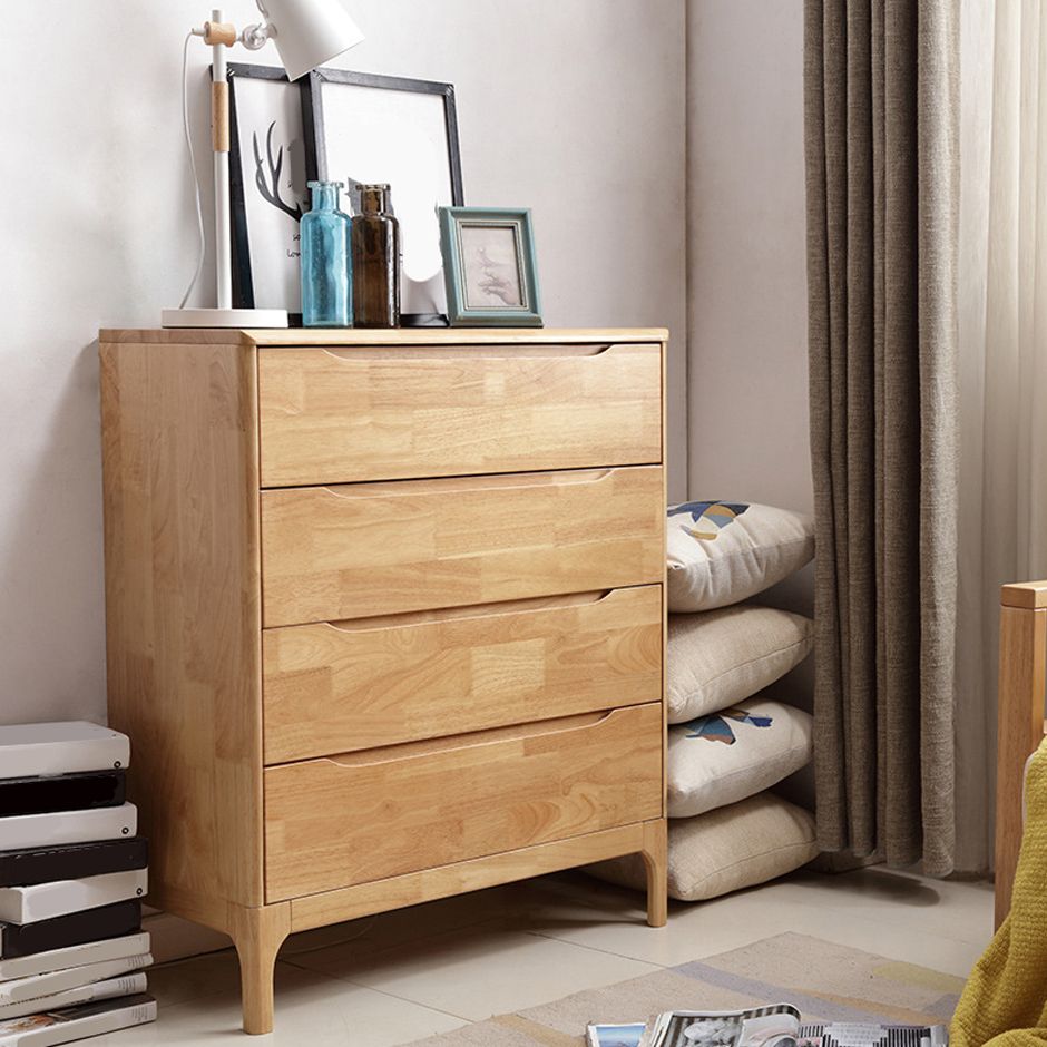 Rubber Wood Storage Chest Dresser Modern Storage Chest with Drawers
