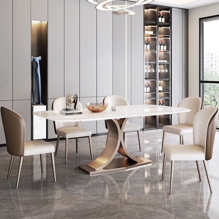 Luxury Sintered Stone Top Dining Set Rectangle 1/4/5/6 Pieces Dining Table with Chairs
