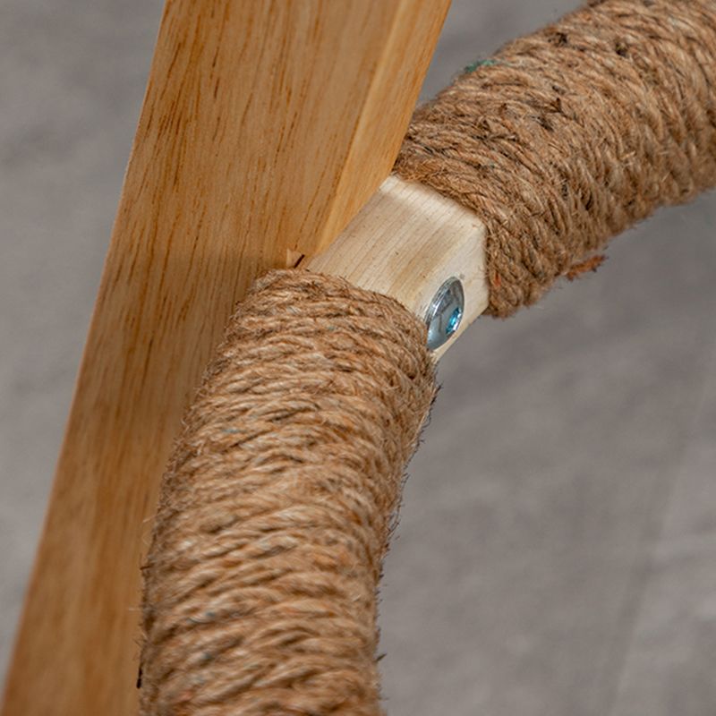 Scandinavian Wood Barstool Faux Leather Low Back Counter Stool