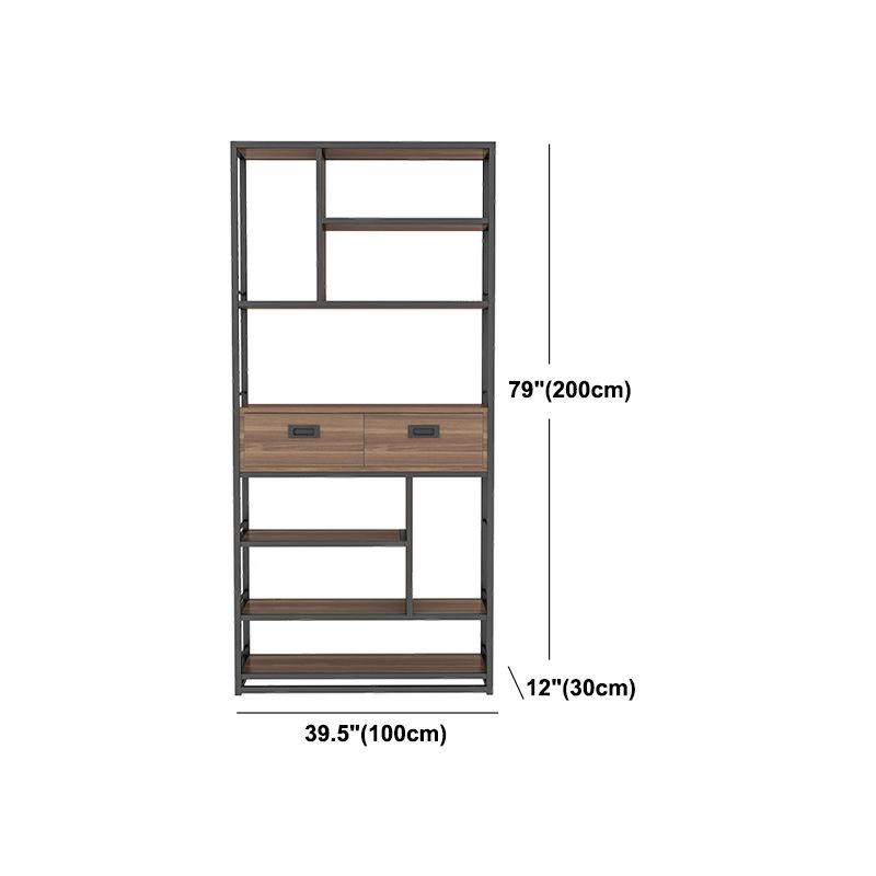 Geometric Shelf Bookshelf Metal and Wooden Bookcase for Home Office
