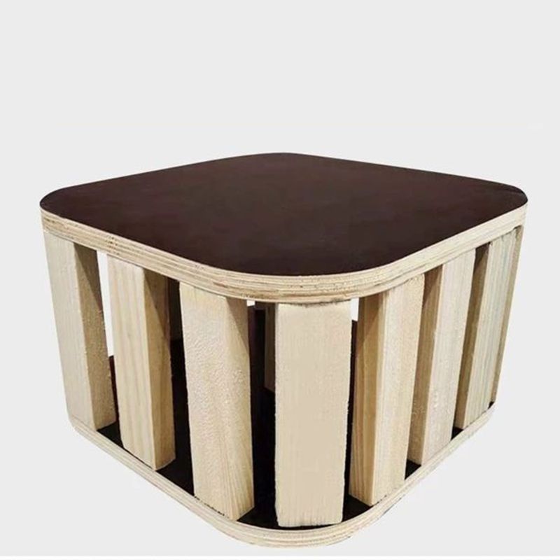 Mid-Century Modern Pouf Ottoman Faux Leather Upholstered Rectangle Ottoman with Chair Legs