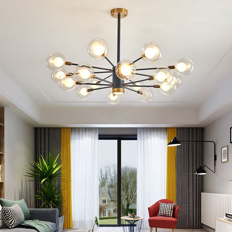 Kugelförmige Form Kronleuchter leichter moderne Glasglas Multi -Licht -Hanglampe für Schlafzimmer