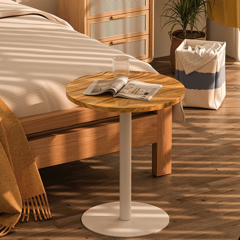 Round Pedestal End Table Minimalist Wood Side End Table for Living Room