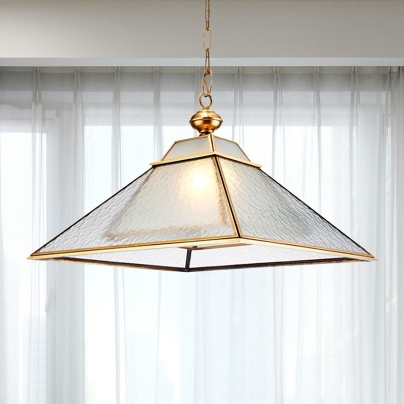 Retro Double Tower Shape Hanging Lighting 1 Light Water Glass Ceiling Lamp Fixture in Gold