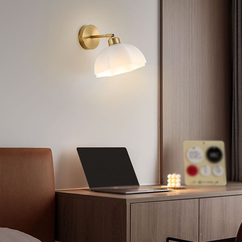 Nordic Style Wall Light Dome Shape Wall Lamp with Glass Shade for Living Room