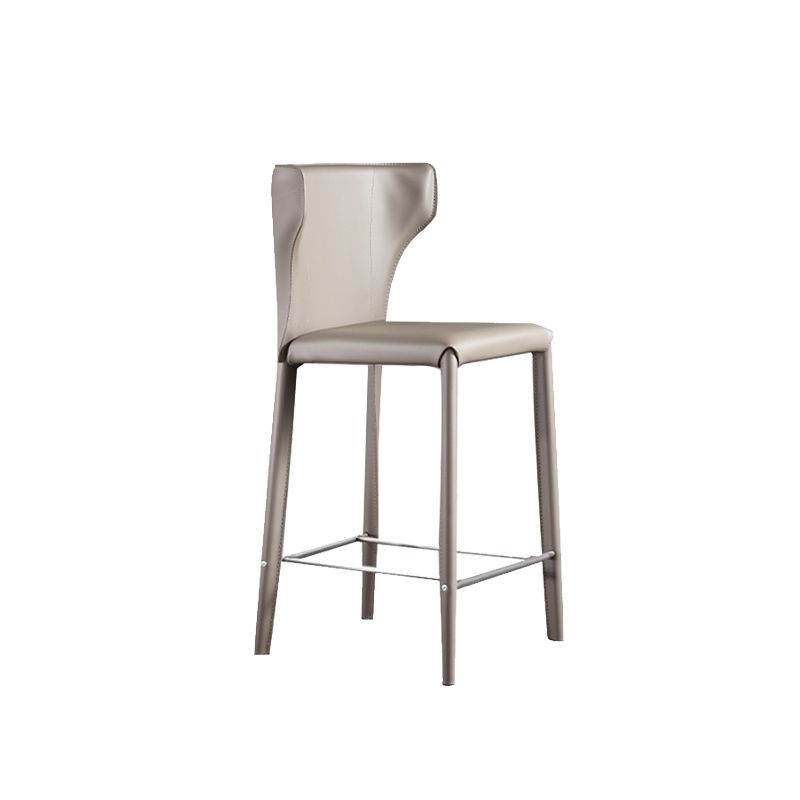 Faux Leather Bar and Counter Stool Nordic Style Patio Stool with Backrest