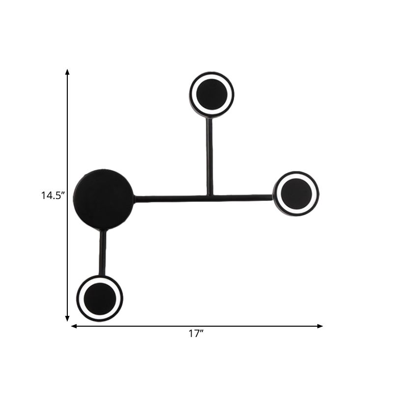 Circle Metallic Wall Mounted Lamp Modern LED Black Flush Mount Wall Sconce in Warm/White Light