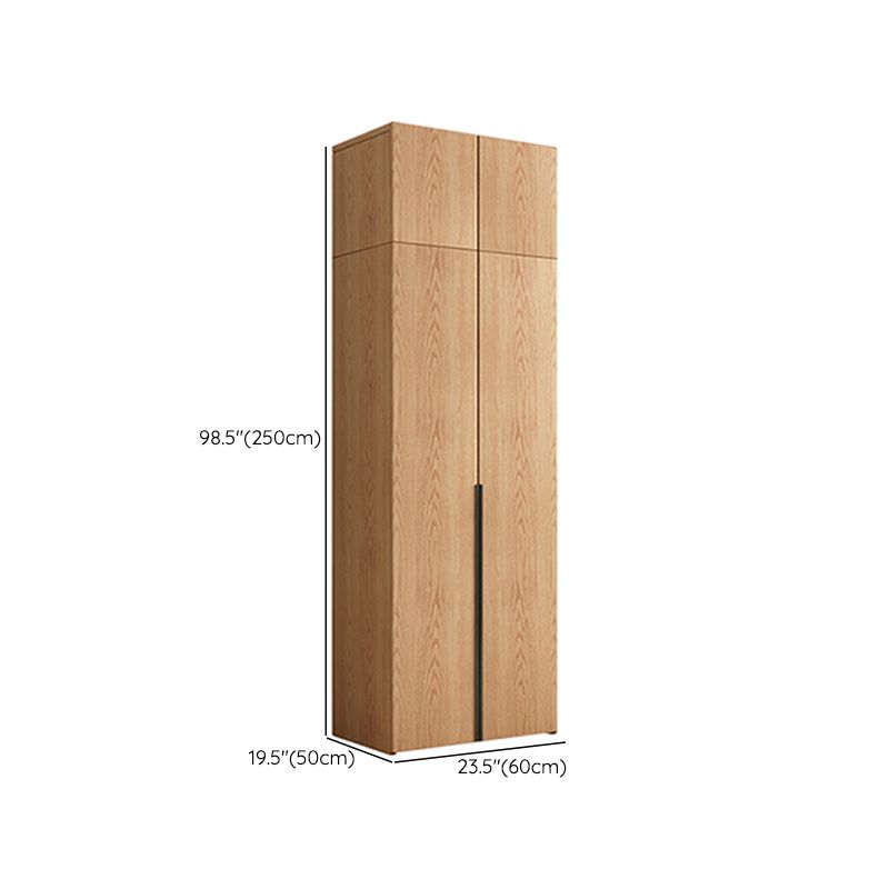 Contemporary Freestanding Natural Wardrobe Oak Solid Wood Wardrobe with Shelves