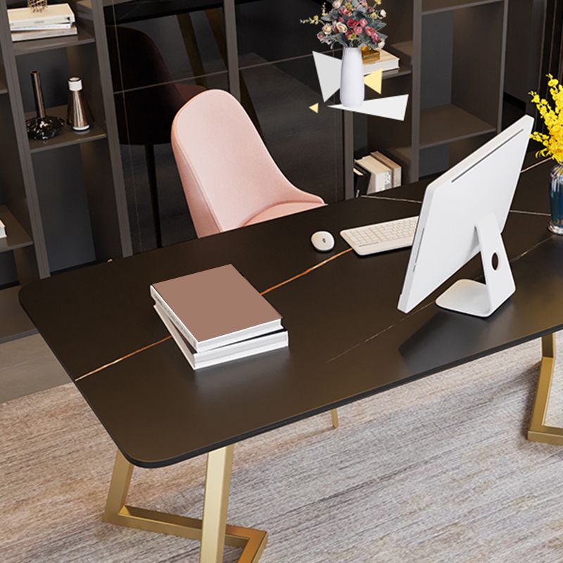 Glam 29.53-inch Tall Writing Desk Sled Base Gold Office Desk