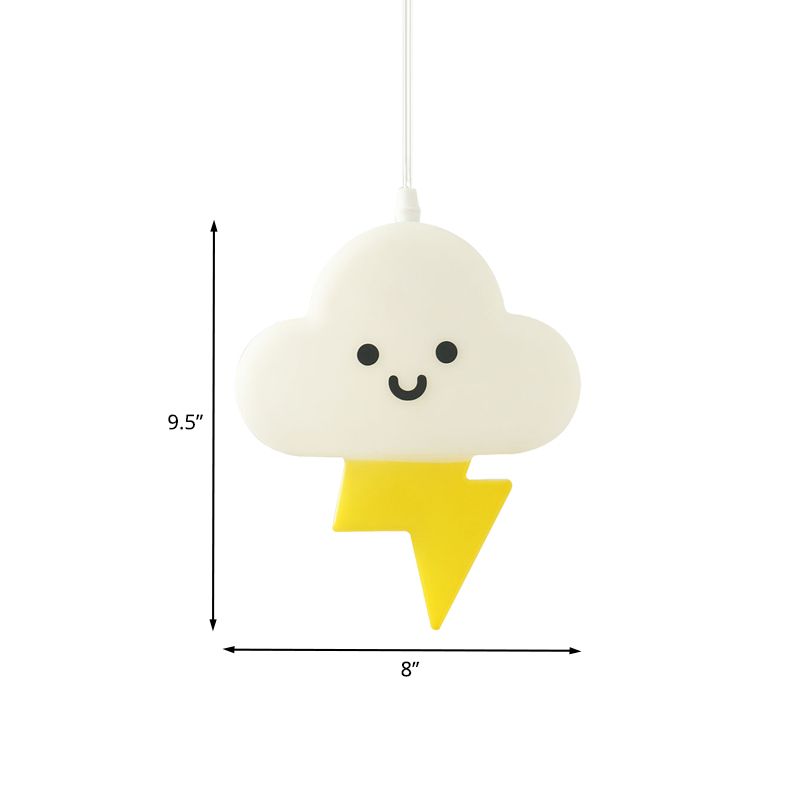 Nordic Cloud Hanging Lighting Acrylic Kids Bedroom LED Pendant Lamp Fixture in White-Yellow