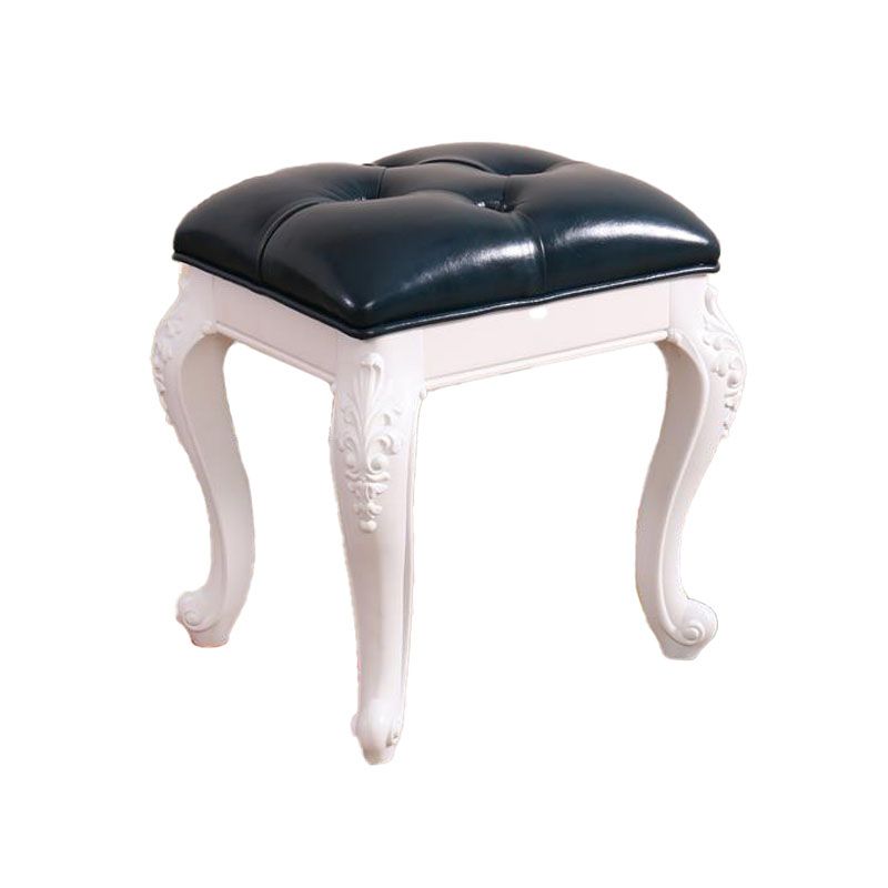 Mid-Century Modern Ottoman Faux Leather Upholstered Tufted Rectangle Ottoman