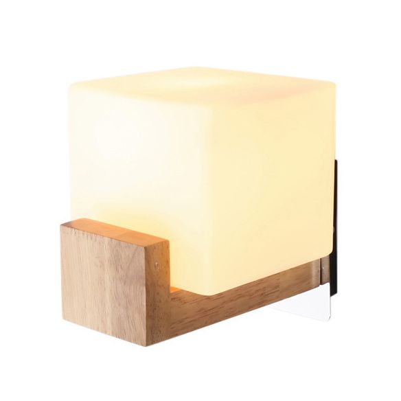 Wood Squared Wall Sconce Lighting Minimalist Style Wood Wall Mounted Light Fixture