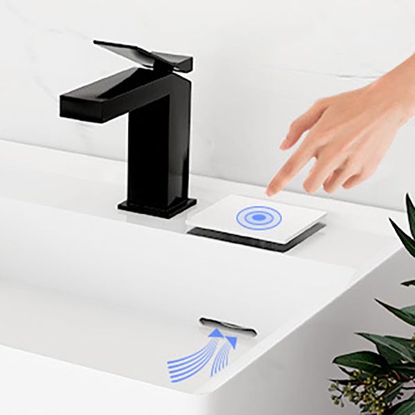 Modern Bathroom Sink Pop-Up Drain Porcelain Solid Color Rectangular Vessel