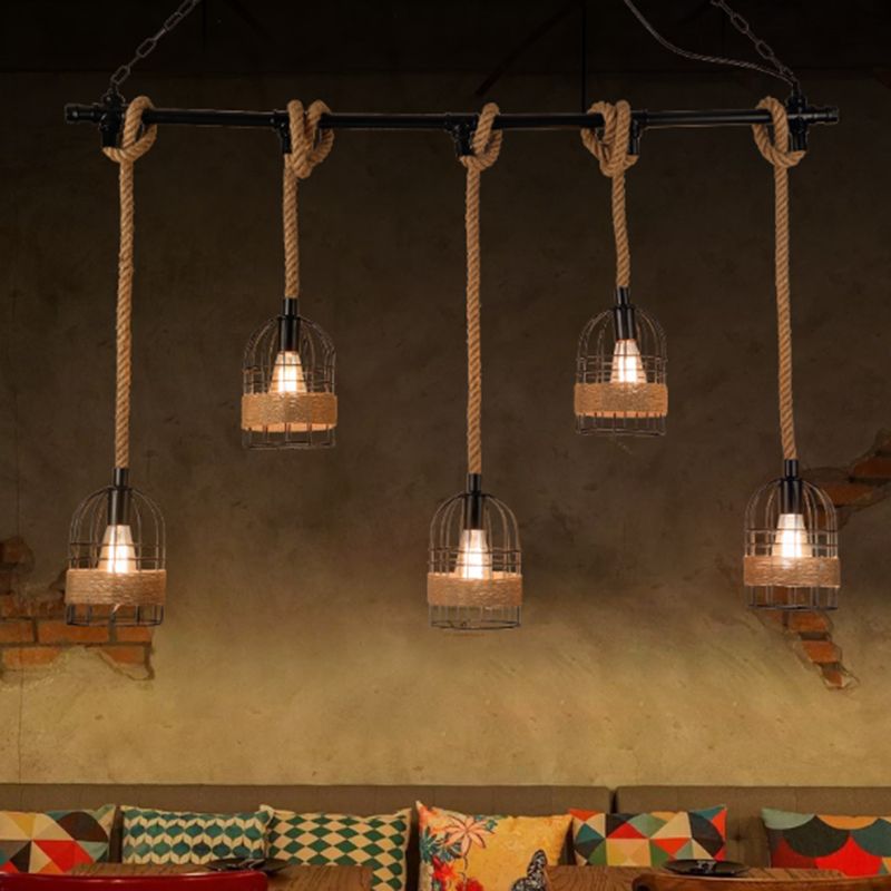 Industrial Pendant Lighting Rope Island Light Fixtures for Restaurant