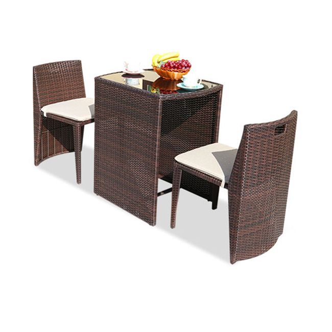 Modern Style Bistro Table Set Metal 3 Pieces Bistro Table Set