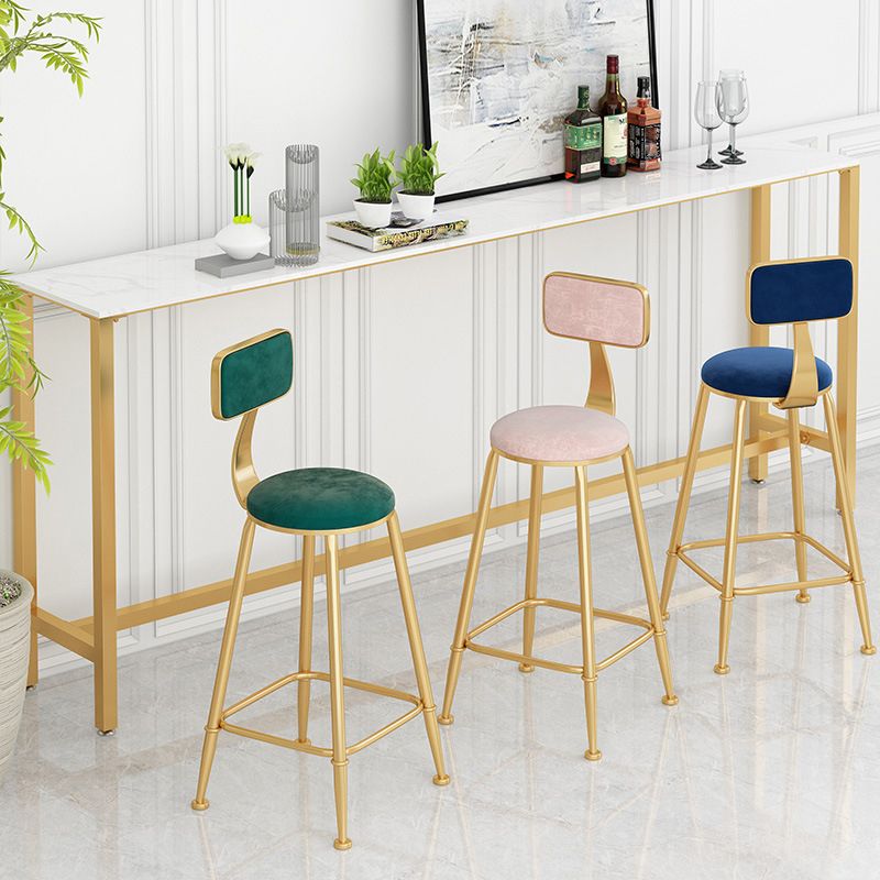 Glam Low Back Living Room Stool Matte Finish Velvet Counter Stool
