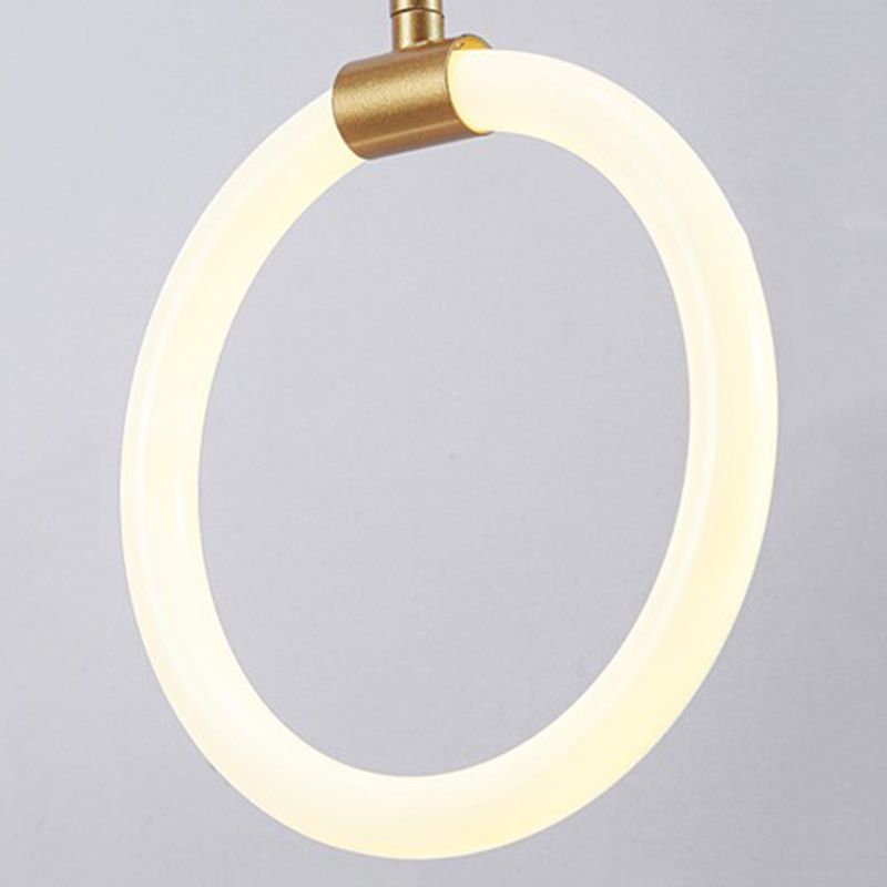 LED Halo Pendant Lamp Simplicity Metal Bedside LED Ceiling Suspension Light in Gold