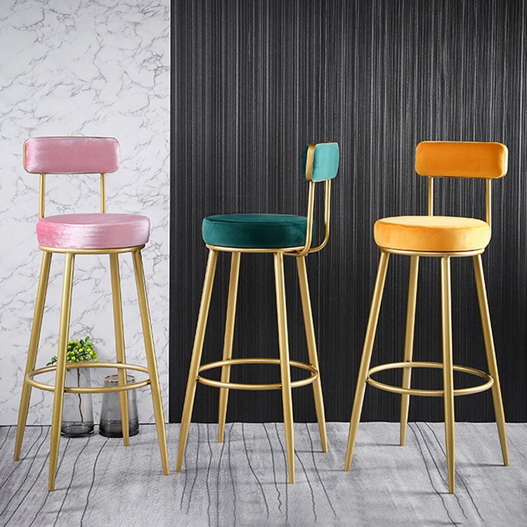 Scandinavian Round Low Back Barstools Upholstered Bar Stools