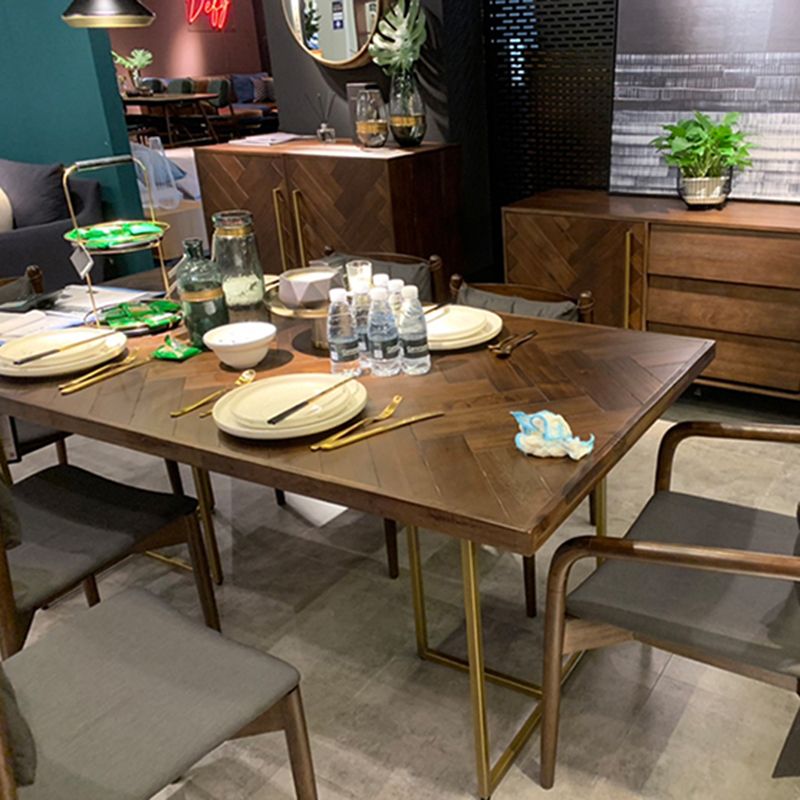 Contemporary Solid Wood Standard Dining Table Rectangle Kitchen Dining Table with Double Pedestal