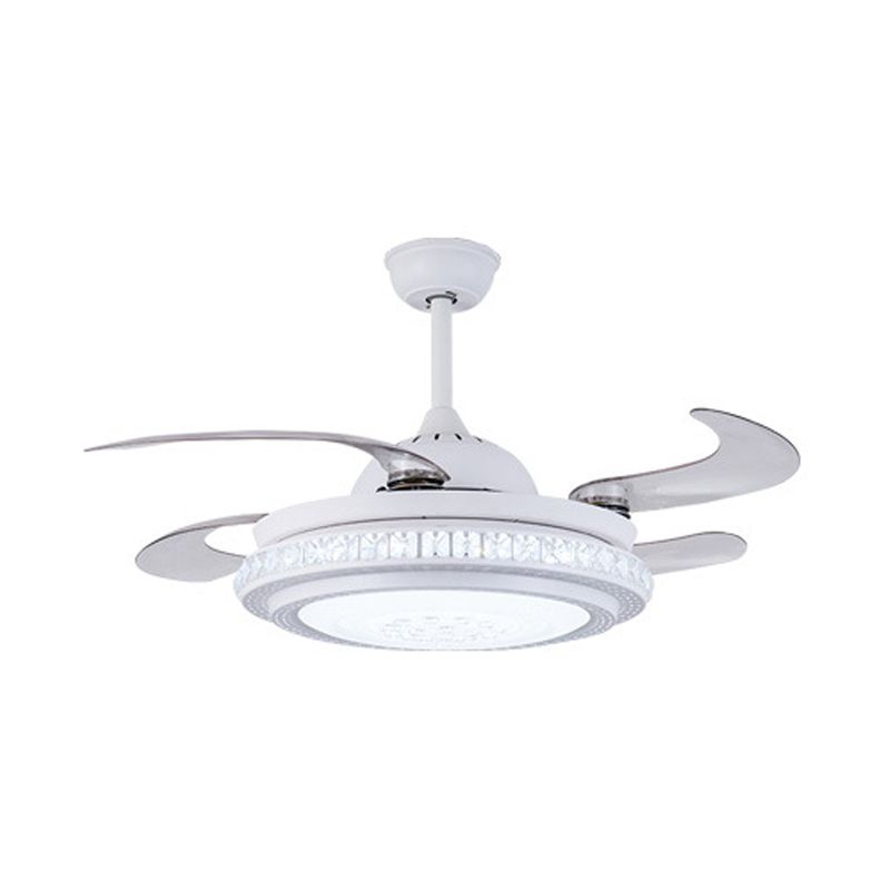 36 "W einfache kreisförmige Hanglüfterbeleuchtung LED Acryl -halb Flush Deckenleuchte in Weiß mit 4 Klingen, Fern-/Wandsteuerung/Fernbedienung und Wandsteuerung