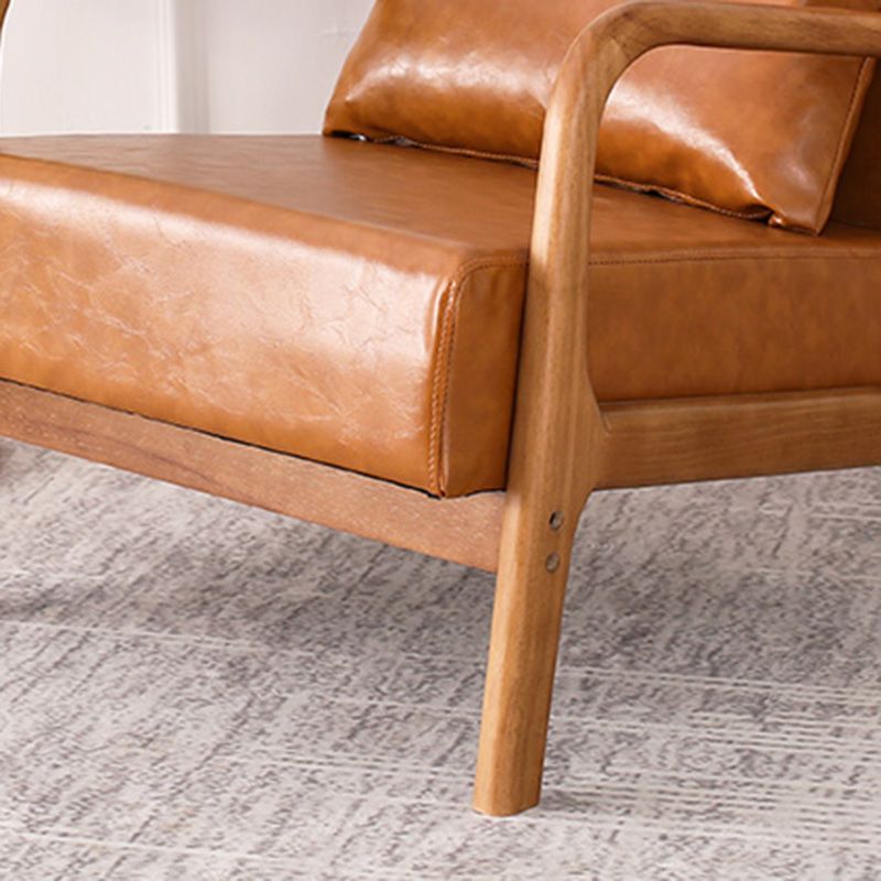 Mid-Century Modern Accent Armchair Living Room Round Arms Pillow Back Arm Chair