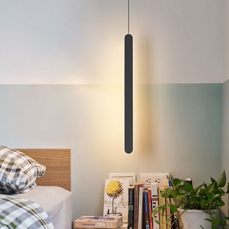 Minimalistische lineare Anhängerbeleuchtung, Acrylschatten um Metallstange hängen Licht