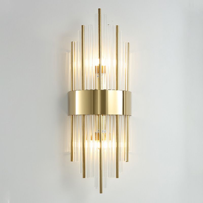 Crystal Geometric Shape Wall Sconce Modern Style 2 Lights Wall Light Fixture in Gold