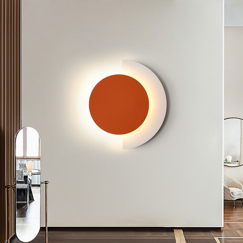 Single Modern Wall Mounted Sconce LED Round Wall Light in Green/Black/Orange Finish