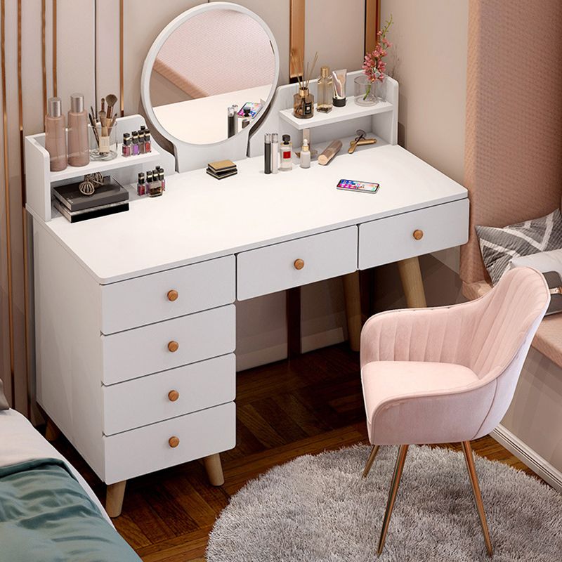 Artificial Wood Countertop White/grey 4 Legs Dresser with 6 Drawers