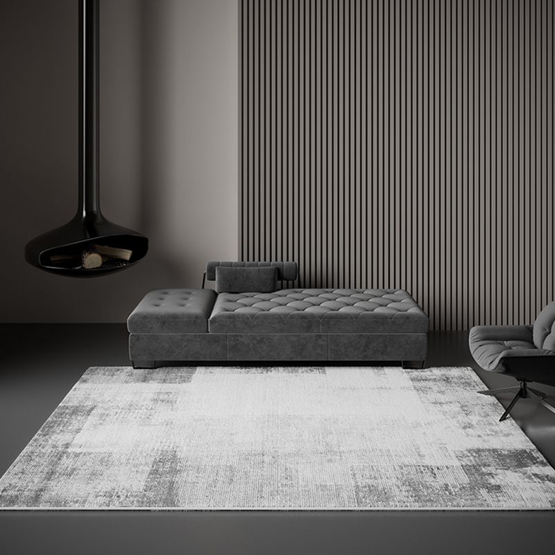 White Tone Simplicity Indoor Rug Polyester Color Gradient Carpet Non-Slip Backing Rug for Home Decor