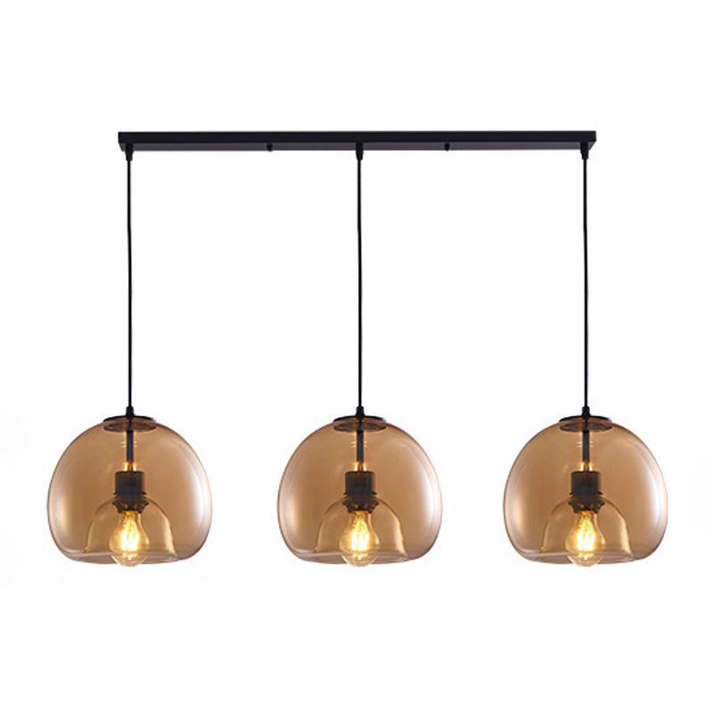 Modern Iron Pendant Light Globe Glass Hanging Lamp for Dining Room