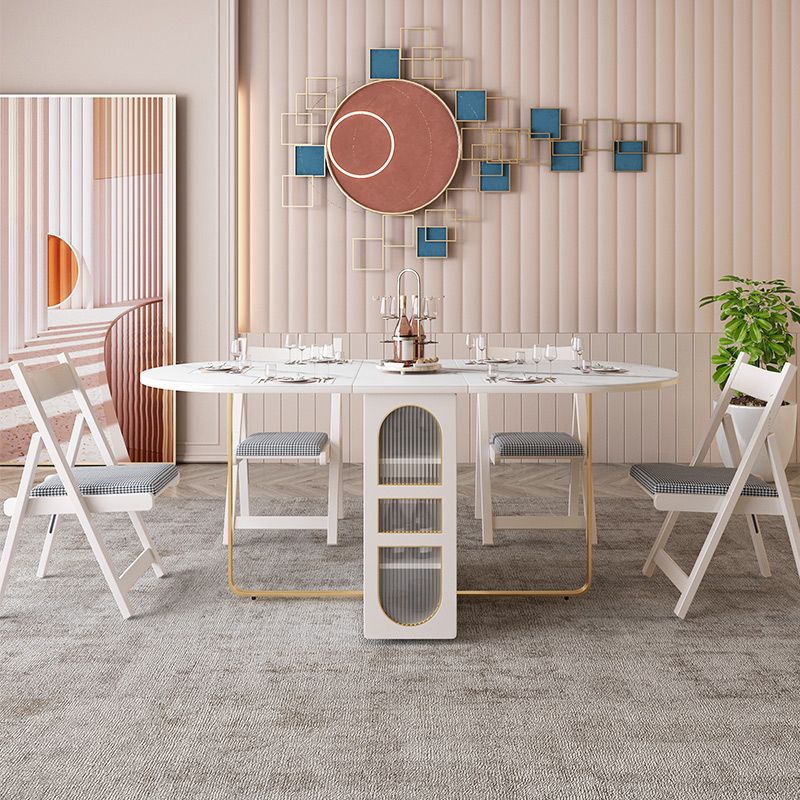 Contemporary Style Oval Dining Table Drop-Leaf Furniture ,15"L x 31.5"W x 29.5"H