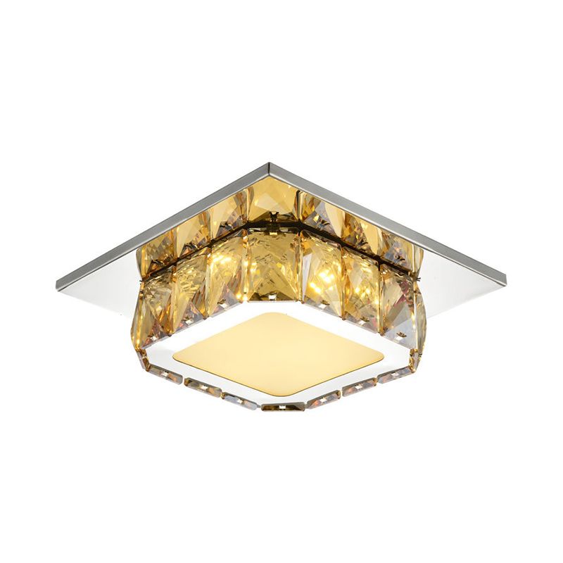 Clair / ambre cristal carré encastré lumière moderne LED couloir encastré luminaire neutre / tons chauds / blanc / 3 couleurs