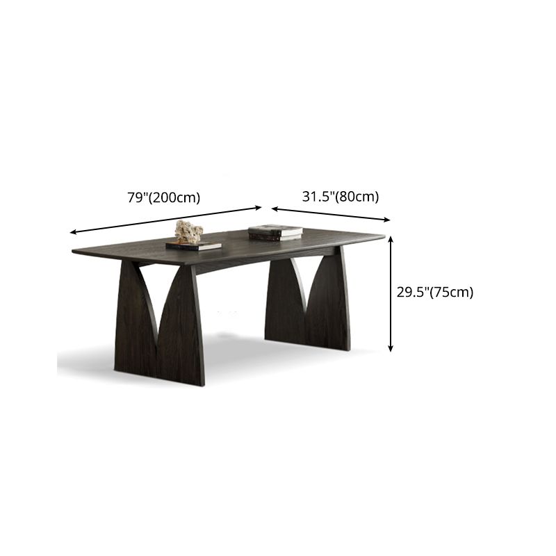 Pine Solid Wood Dining Room Table Modern Double Pedestal Table in Black