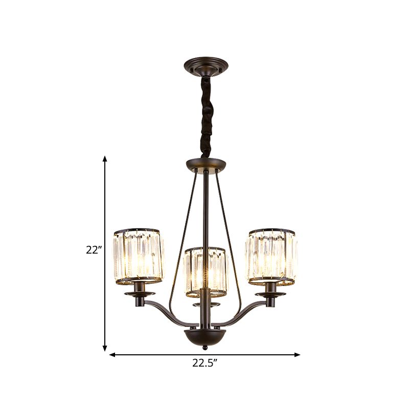 Trommelklare Kristall Anhänger Lampe Land Wohnzimmer Kronleuchterleuchte in Schwarz