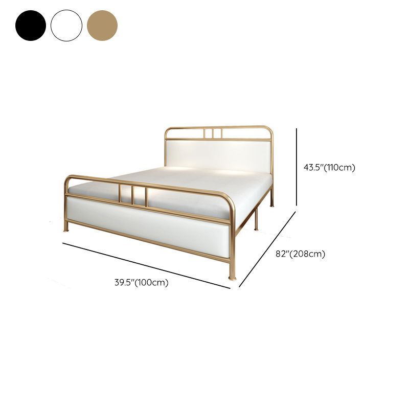 Contemporary Standard Bed Metal Bed Frame with Upholstered Headboard