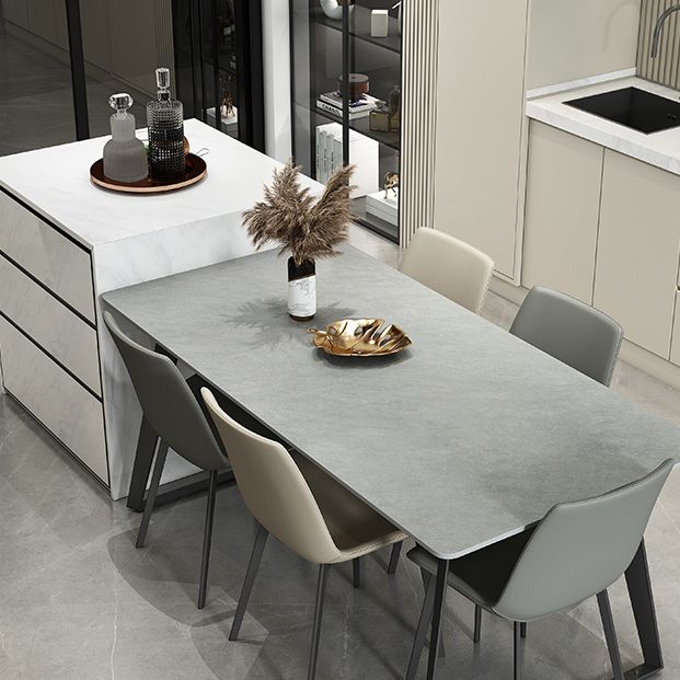 Modern Gray in Stone Table Rectangle Dining Room Table for Kitchen
