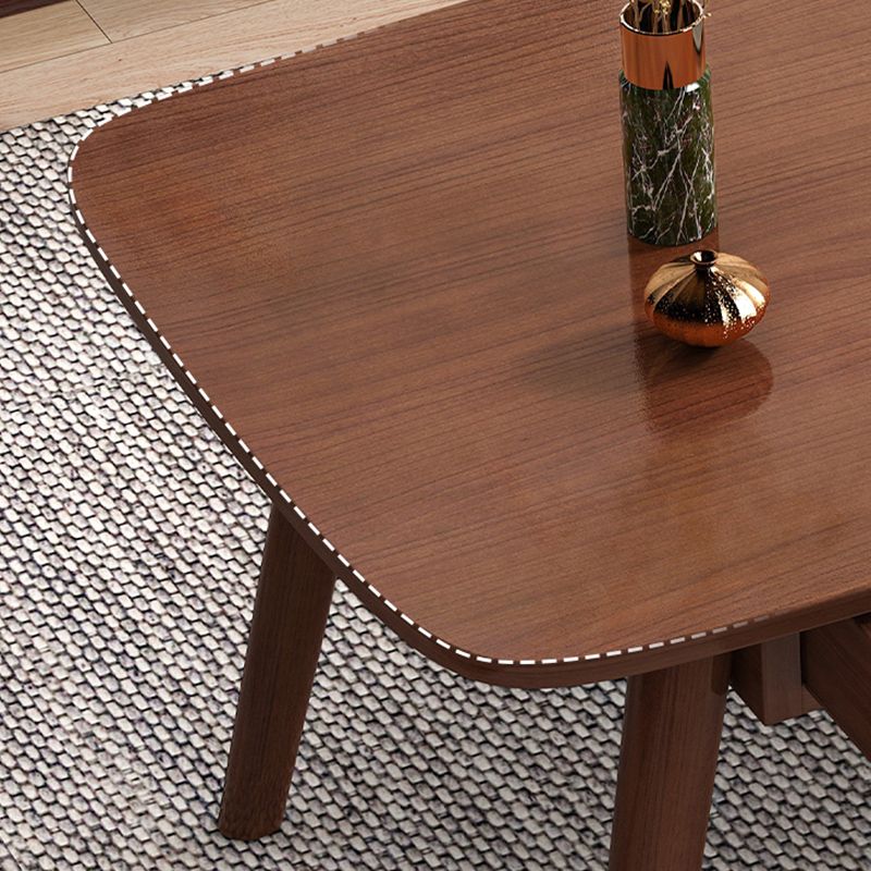 Modern Wood Texture Walnut/wood Rectangle with Drawer Coffee Table