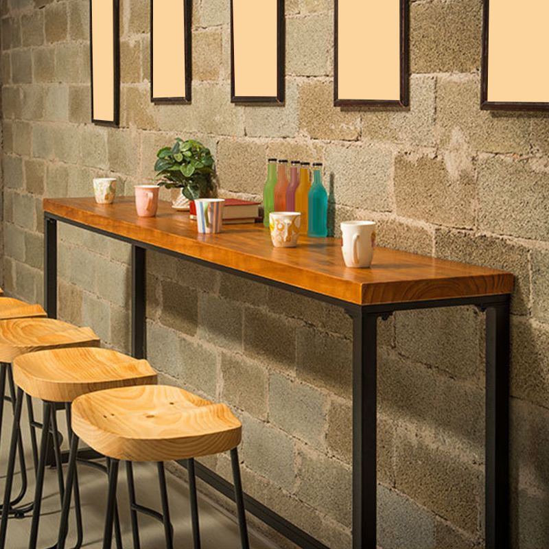 Industrial Bar Table Solid Wood Bar Height Rectangle Pub Table for Breakroom