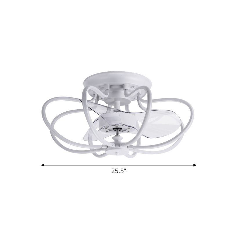 Minimalistische Käfig Deckenlüfter Leichtes Acryl -Esszimmer LED SEMI Flush Mount mit Fernbedienung