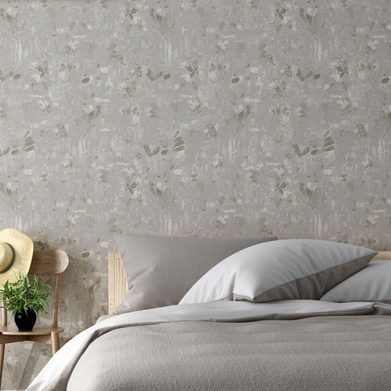 Rouleau de papier peint simple de couleur unie pour décoration murale texturée de chambre à coucher en beige et gris, 20,5 po x 31 pi