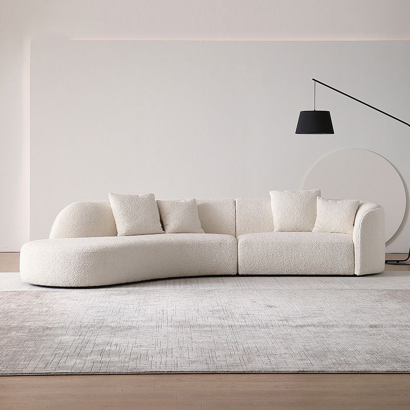 Scandinavian Beige Curved Sectional for Apartment and Living Room